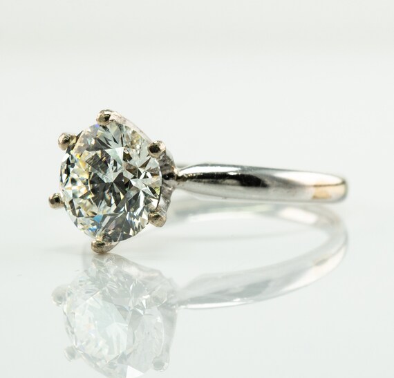 Diamond Solitaire Ring, Vintage 14K Gold Engageme… - image 5