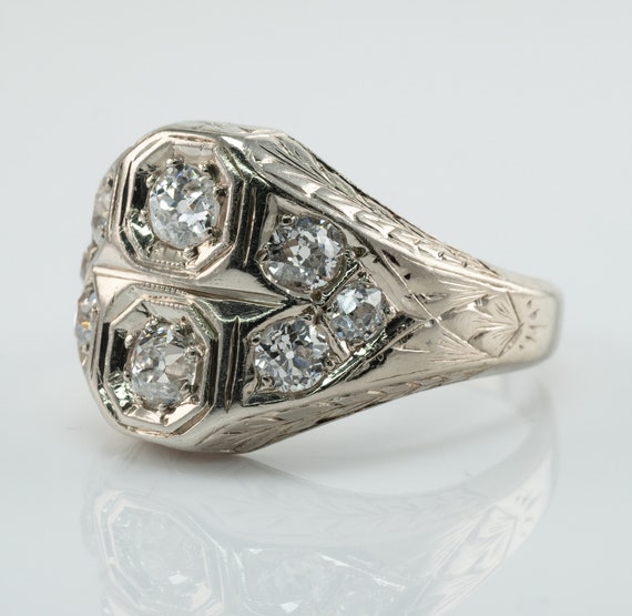 Art Deco Diamond Ring, Vintage Estate 14K Gold St… - image 8