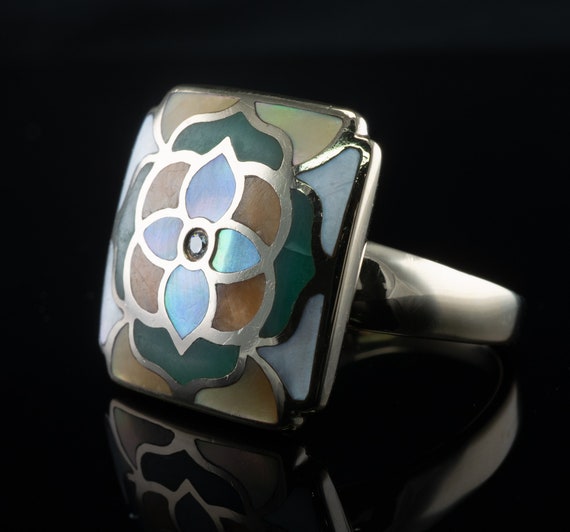 Asch Grossbardt Mandala Diamond Ring, Vintage 14K… - image 5