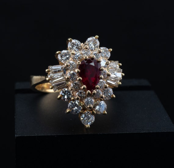 Diamond Ruby Ring, 14K Gold Ballerina - image 10