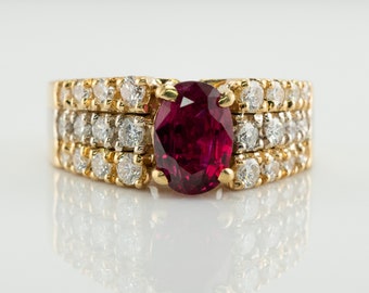 Diamond Ruby Ring, Vintage 18K Gold