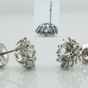 Diamond Earrings, Floral Flower, Vintage 14K Gold 1.72 TDW image 4