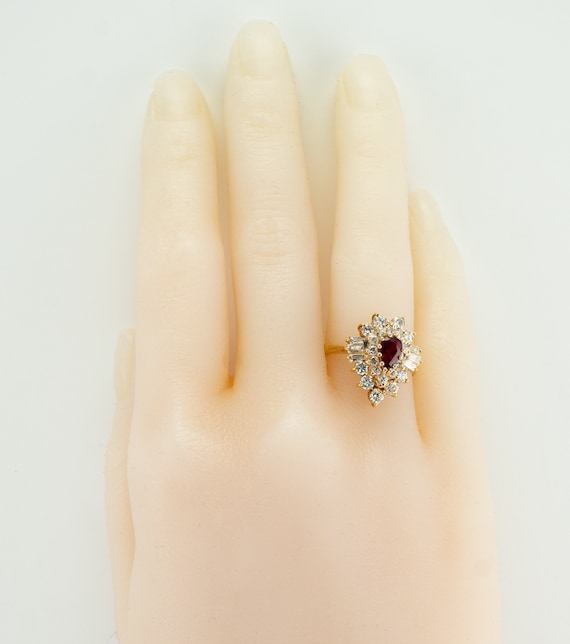 Diamond Ruby Ring, 14K Gold Ballerina - image 2