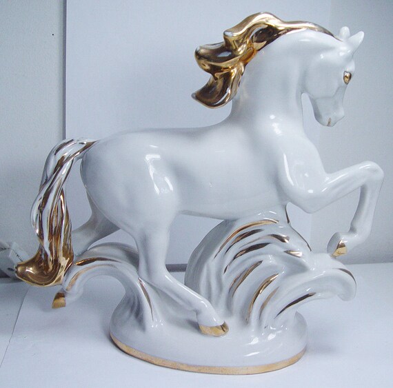 white porcelain horse statue