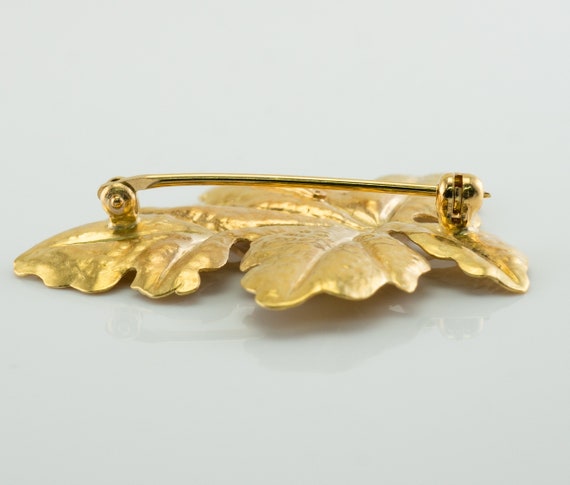 Tiffany and Co Leaf Brooch Pin, Vintage 18K Gold - image 4