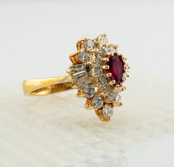 Diamond Ruby Ring, 14K Gold Ballerina - image 9