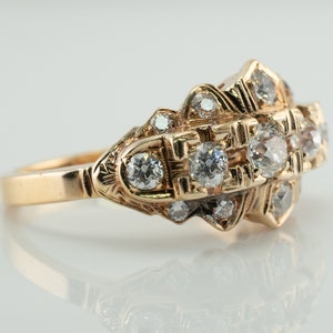 Diamond Ring, Vintage 14K Gold Band 1930s image 3