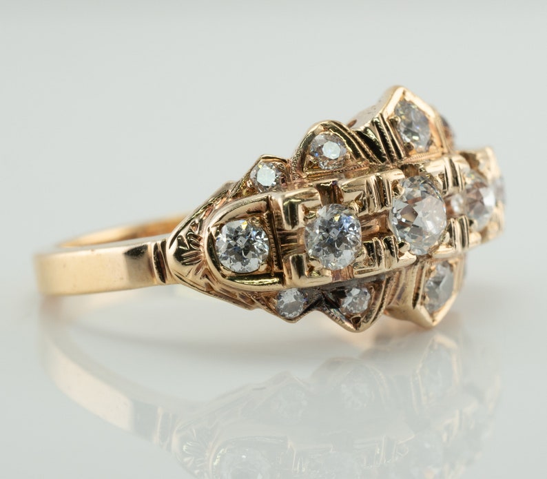 Diamond Ring, Vintage 14K Gold Band 1930s image 3