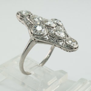 Edwardian Diamond Ring, Vintage Antique Estate Platinum 2.06 TDW image 10