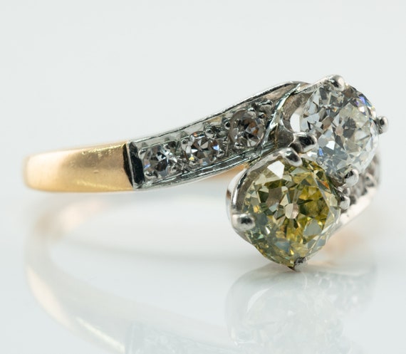 Fancy Yellow Diamond Ring, Antique Platinum and 1… - image 7