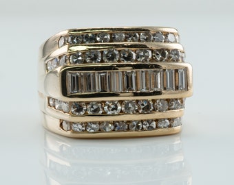 Diamond Ring, 14K Gold Vintage Estate Wide Band 2.28 TDW