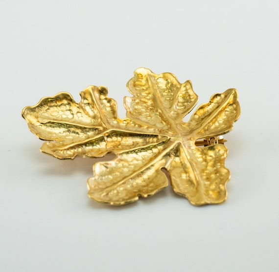 Tiffany and Co Leaf Brooch Pin, Vintage 18K Gold - image 1
