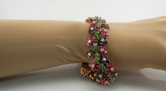 Diamond Ruby Sapphire Peridot Emerald Bracelet, 1… - image 3