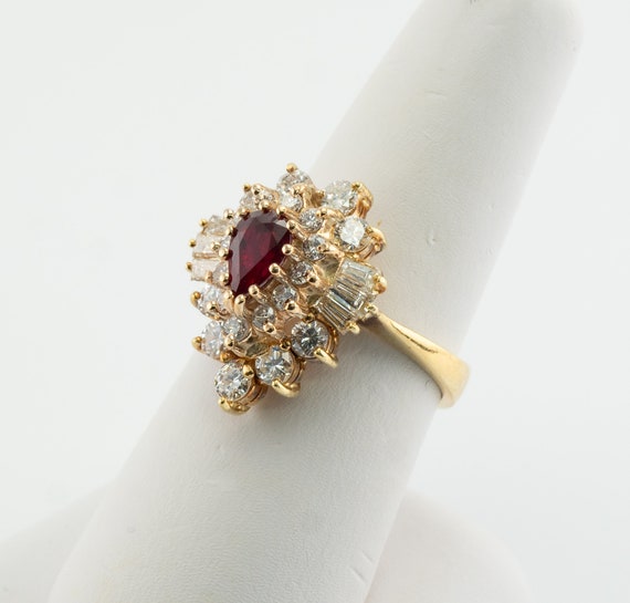 Diamond Ruby Ring, 14K Gold Ballerina - image 6