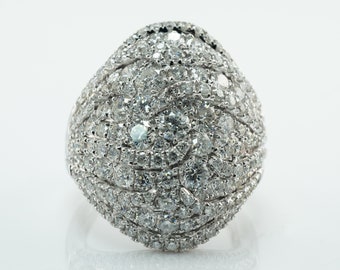 Diamond Cluster Ring, 14K White Gold, Vintage Estate, Cocktail