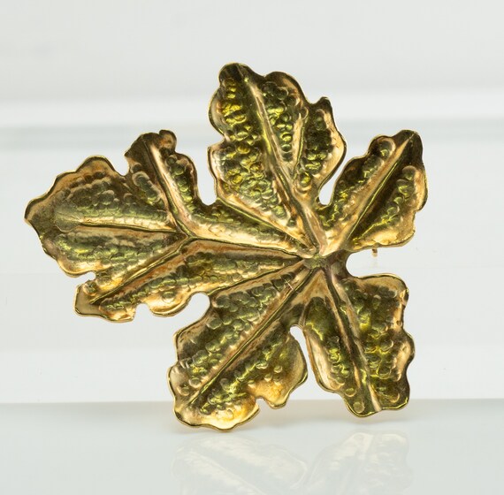 Tiffany and Co Leaf Brooch Pin, Vintage 18K Gold - image 6