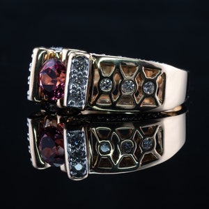 Diamond Pink Tourmaline Ring, 14K Gold Band image 6