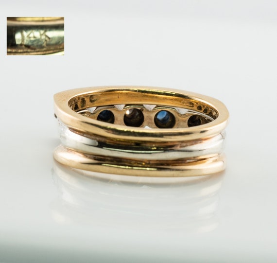 Diamond Sapphire Ring, Vintage Gold Band, Estate - image 7