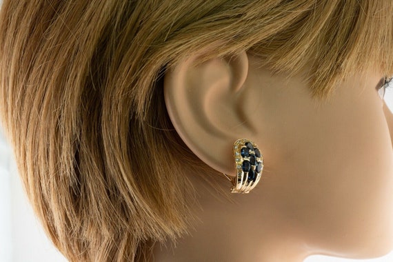 Diamond Sapphire Earrings, Vintage Estate 18K Gold - image 10