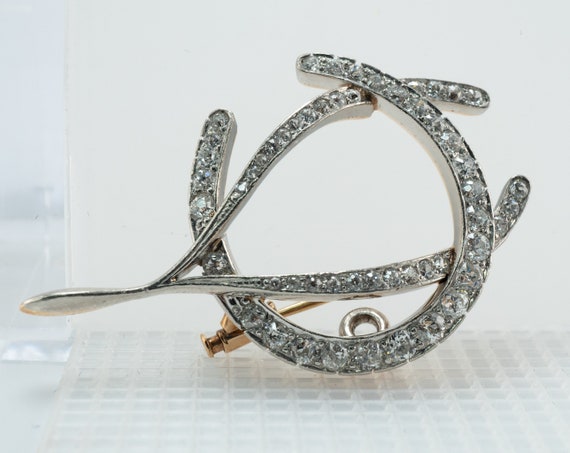 Edwardian Diamond Wishbone Brooch Pendant, Antiqu… - image 3