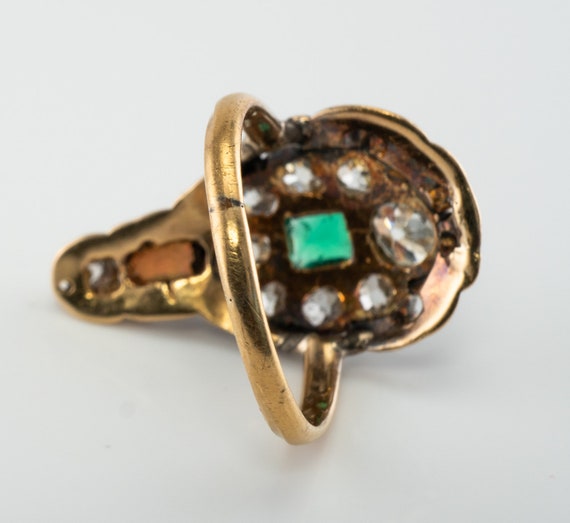 Natural Genuine Opal Diamond Emerald Ring, Antique - image 6