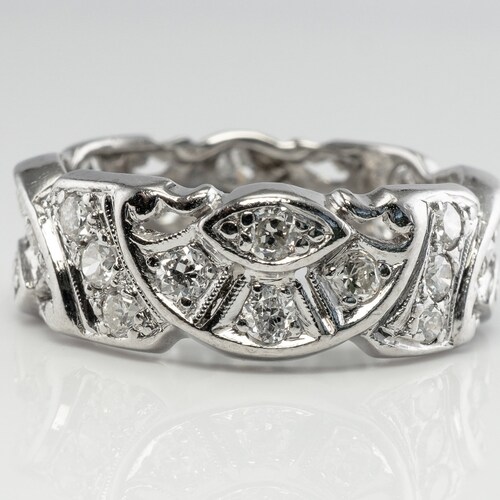 Art Deco Diamond Cluster Engagement Ring in Platinum - Etsy