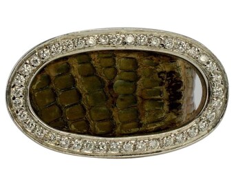 Genuine Snake Skin Diamond Ring, Vintage 14K Gold