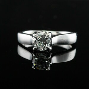 Delia Diamond Solitaire Ring, Estate 14K White Gold, Engagement image 6