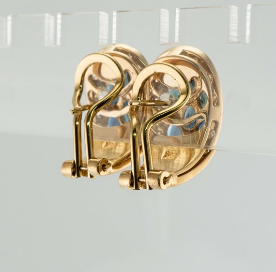 Diamond Sapphire Earrings, Vintage Estate 18K Gold - image 9