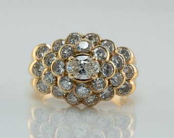 Anel de diamantes vintage em ouro 18 quilates com 2,02 quilates no total.