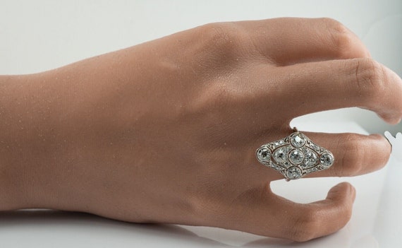 Edwardian Diamond Ring, Vintage Antique Estate Pl… - image 5