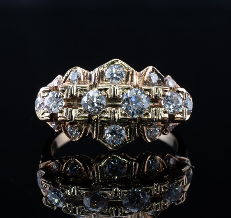 Diamond Ring, Vintage 14K Gold Band 1930s image 5