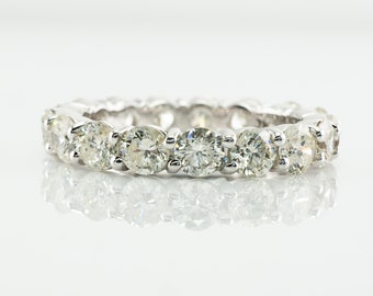 Diamond Ring, 14K White Gold Eternity Band 3.40 TDW