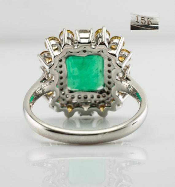 Diamond Green Zambian Emerald Ring, 18K Gold Cock… - image 8