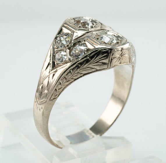 Art Deco Diamond Ring, Vintage Estate 14K Gold St… - image 7