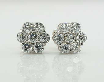 Diamond Earrings, 14K White Gold Studs