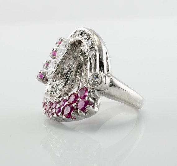 Art Deco Diamond Ruby Ring, Vintage Gold Spiral - image 10