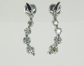 Diamond Earrings, 14K Gold Bubble Dangle Drop