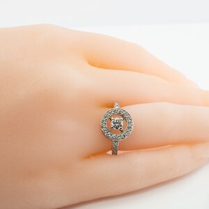 Delicate Diamond Halo Ring, Vintage 18k White Gold Ring by Boucheron.