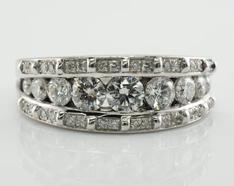 Diamond Ring, Vintage 14K White Gold Band, Vintage Wedding