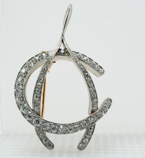 Edwardian Diamond Wishbone Brooch Pendant, Antiqu… - image 1
