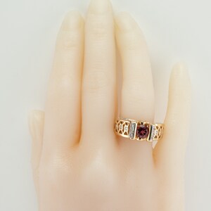 Diamond Pink Tourmaline Ring, 14K Gold Band image 4