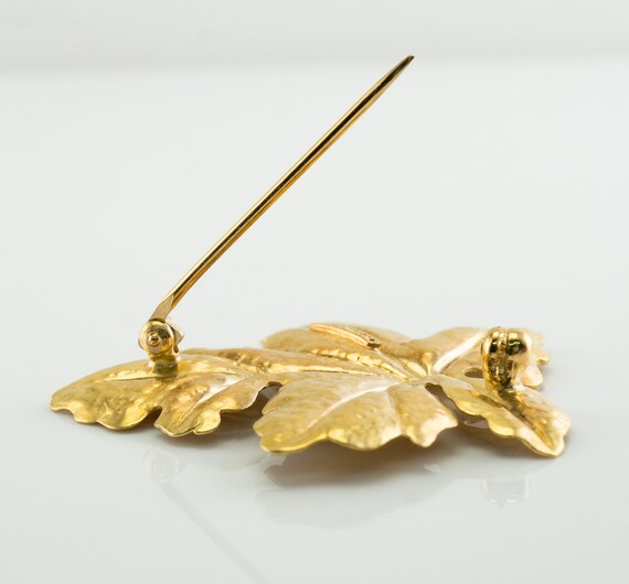 Tiffany and Co Leaf Brooch Pin, Vintage 18K Gold - image 7