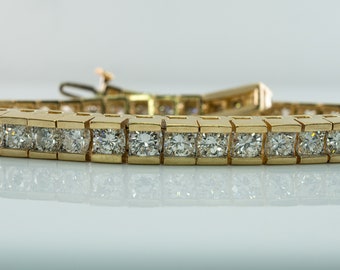 Diamond Tennis Bracelet, 14K Gold 7.35 TDW