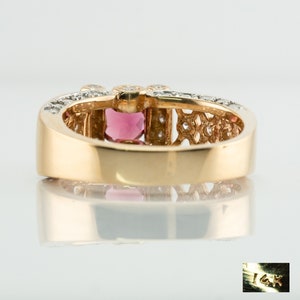 Diamond Pink Tourmaline Ring, 14K Gold Band image 3