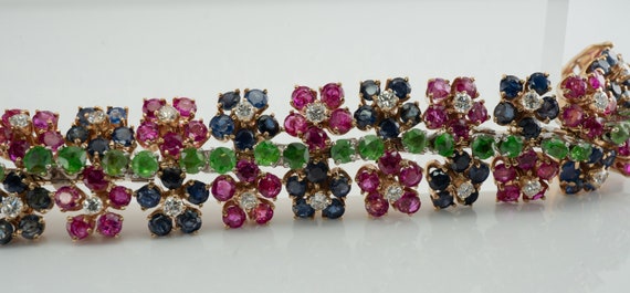 Diamond Ruby Sapphire Peridot Emerald Bracelet, 1… - image 6