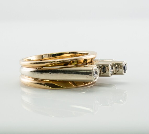 Diamond Sapphire Ring, Vintage Gold Band, Estate - image 5