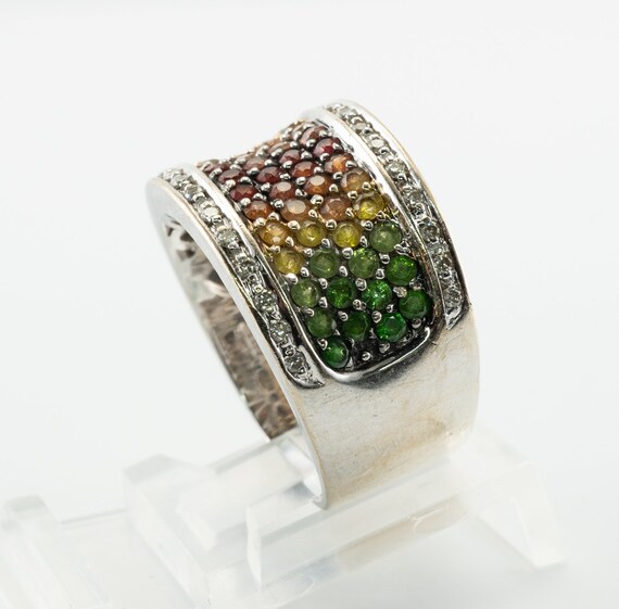 Diamond Tourmaline Sapphire Ring, 14K Gold Band - image 9