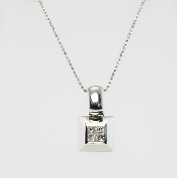 Diamond Pendant Necklace, Platinum 14K Gold Chain