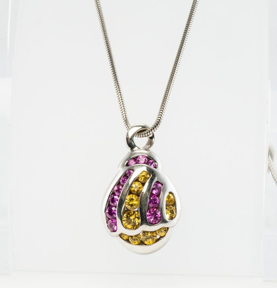 Yellow & Pink Sapphire Pendant, 18K Gold